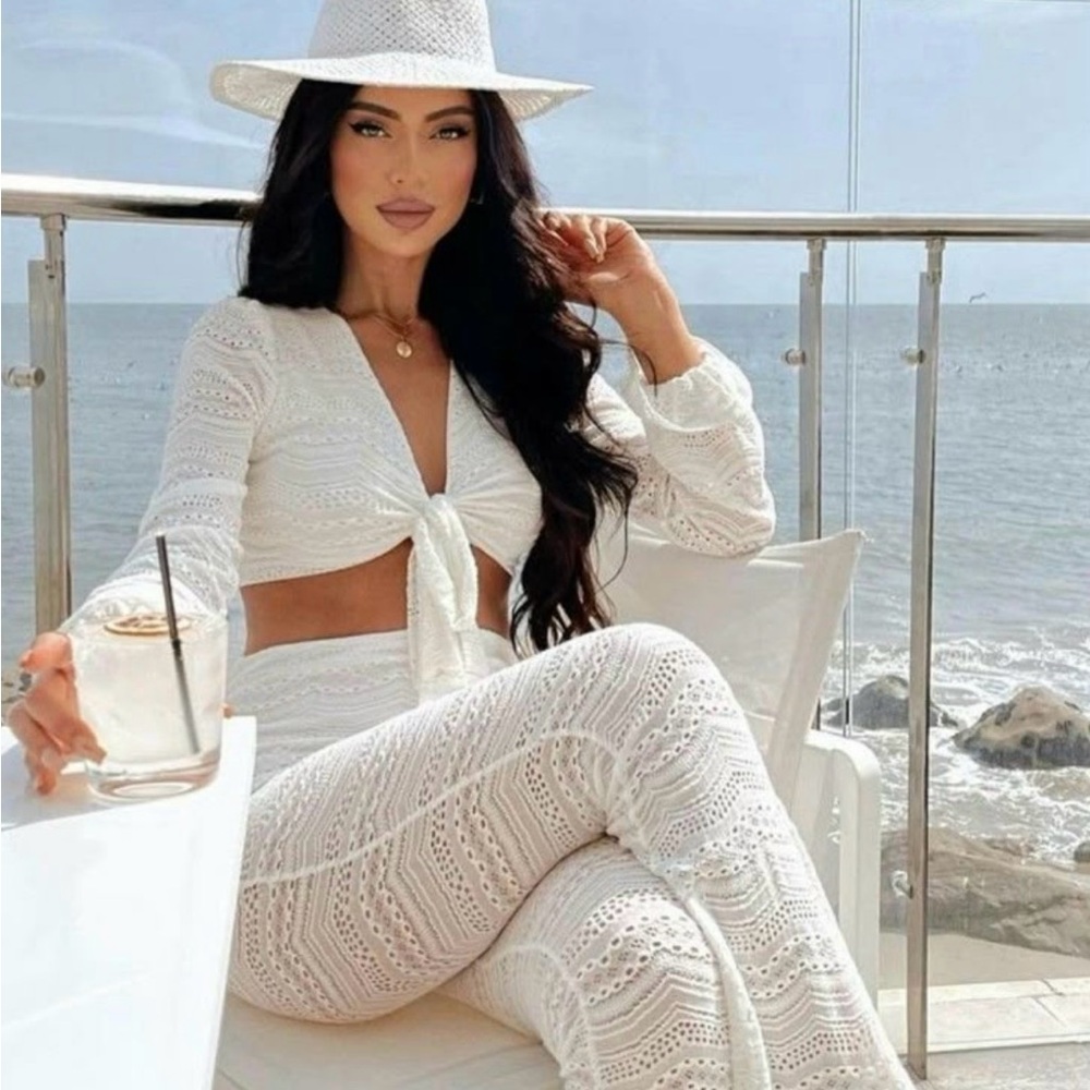 Fashion Nova White Crochet Set